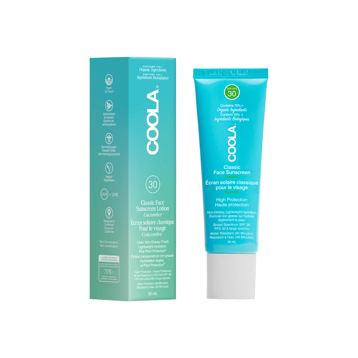 Coola Classic Face Sunscreen SPF 30 Cucumber