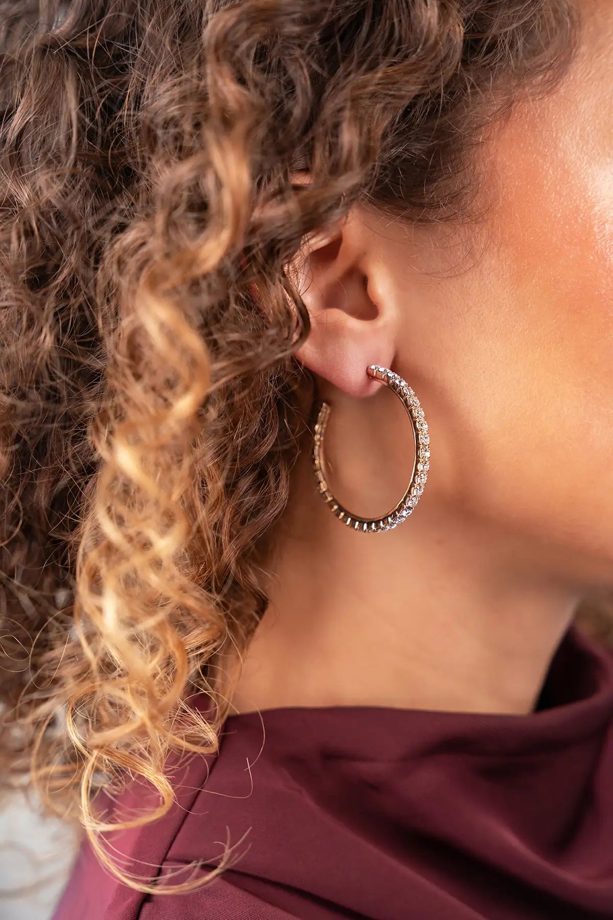 Goudkleurige Oorbellen Tennis Creool Fine Stones L Noor