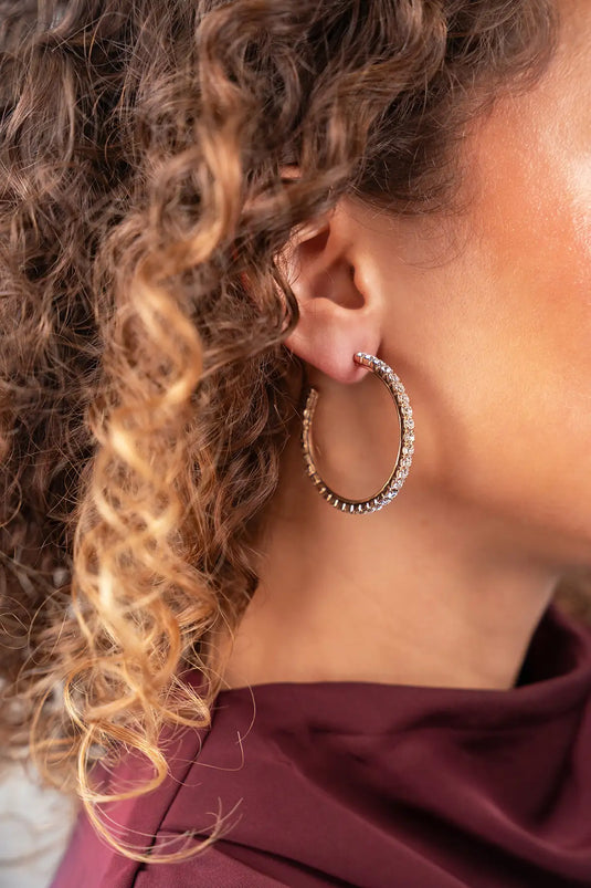 Goudkleurige Oorbellen Tennis Creool Fine Stones L Noor