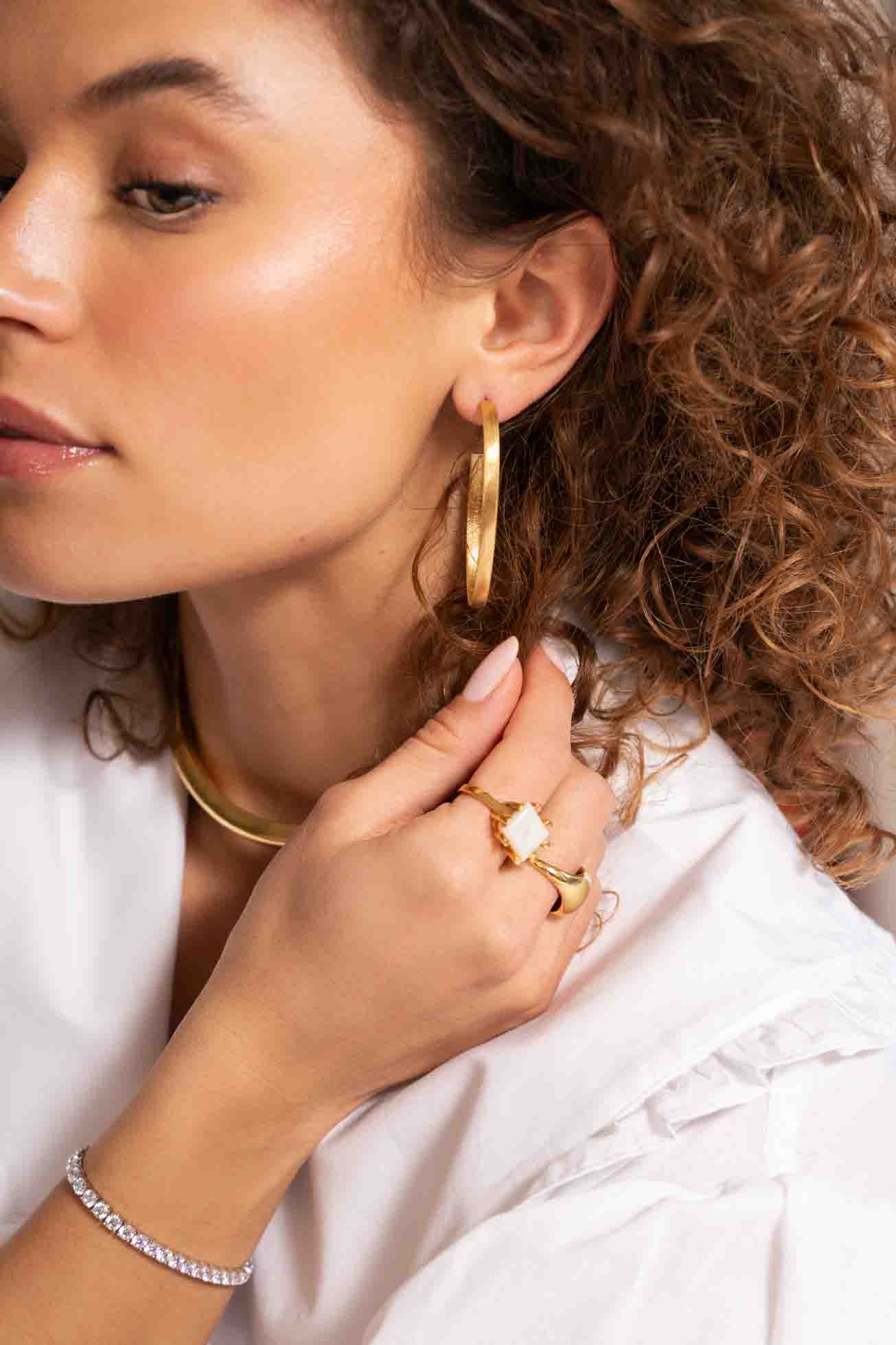 Classic Oorbellen Creole Oval - Brushed Gold