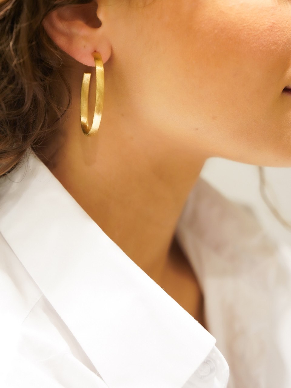 Classic Oorbellen Creole Oval Small - Brushed Gold