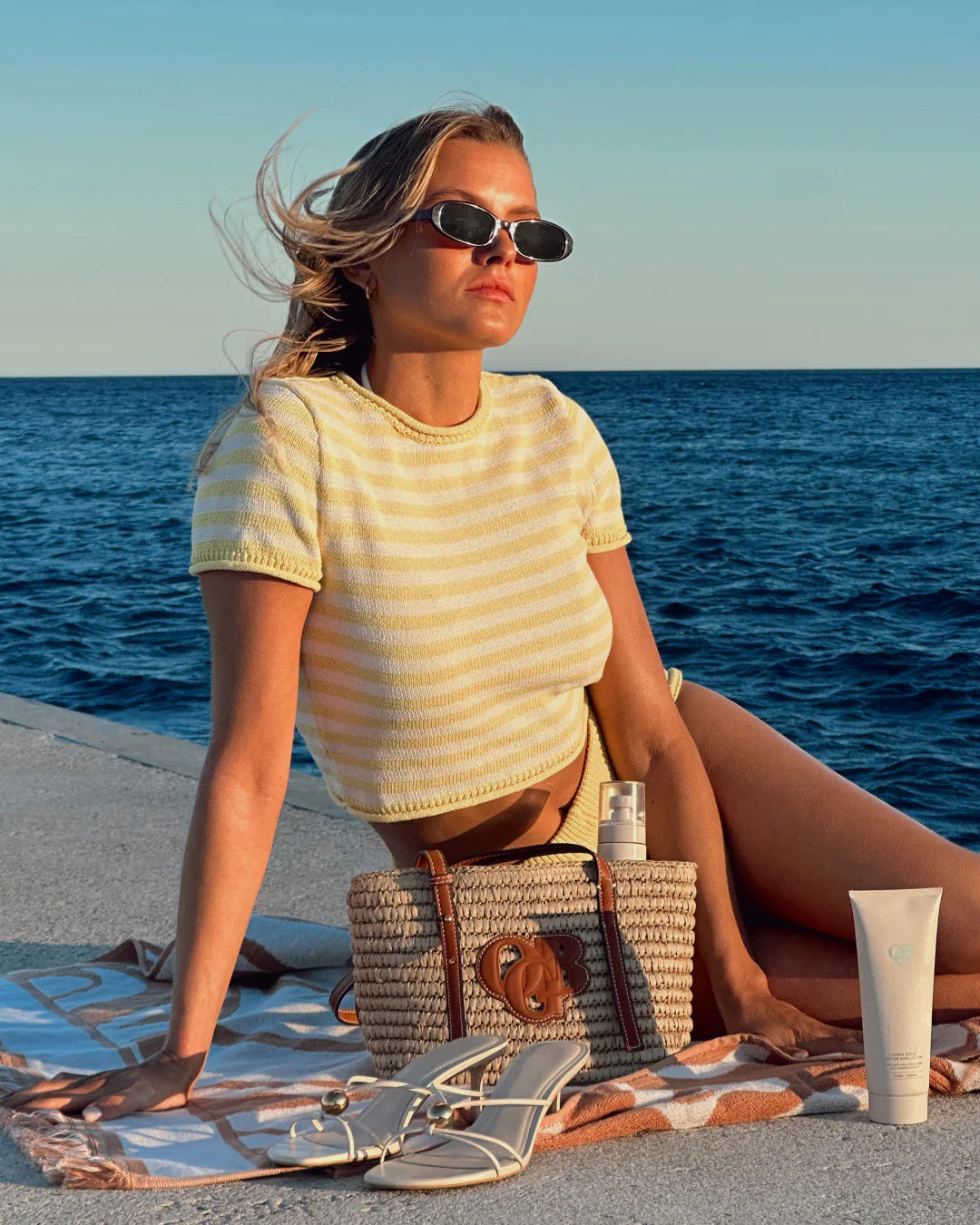 OGB Beauty Raffia Beach Bag