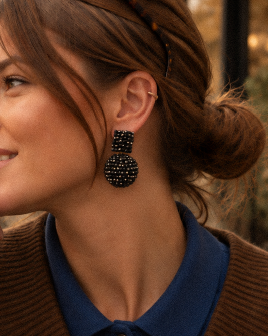 LOTT. Gioielli Double Beaded Earring M - Brown