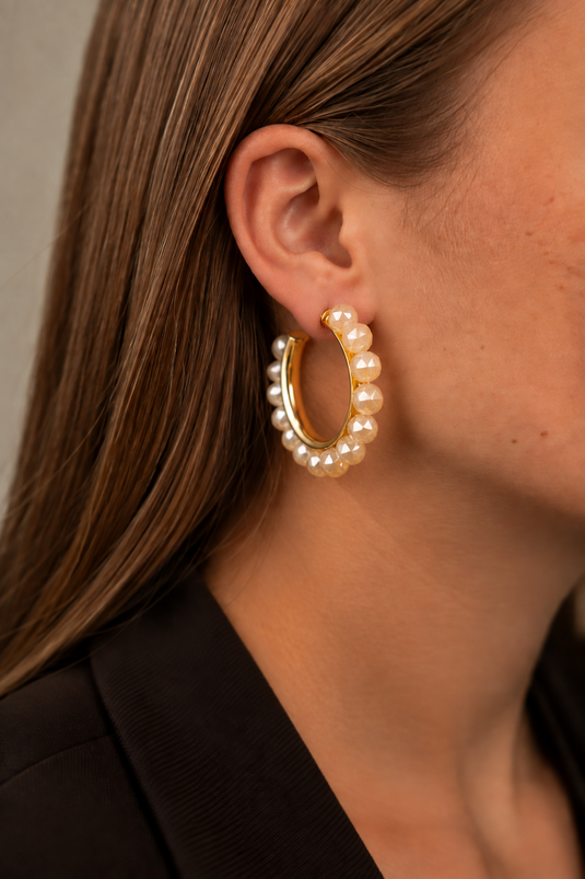 Lott. Gioielli Elysia – Hoop Beaded Oorbellen L – Nude