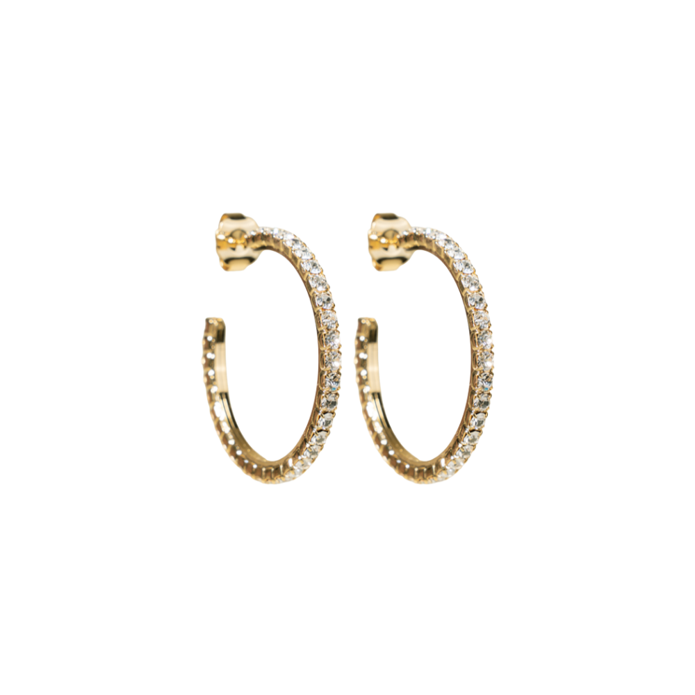 Goudkleurige Oorbellen Tennis Creool Fine Stones L Noor