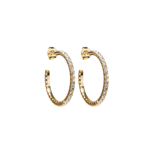 Goudkleurige Oorbellen Tennis Creool Fine Stones L Noor