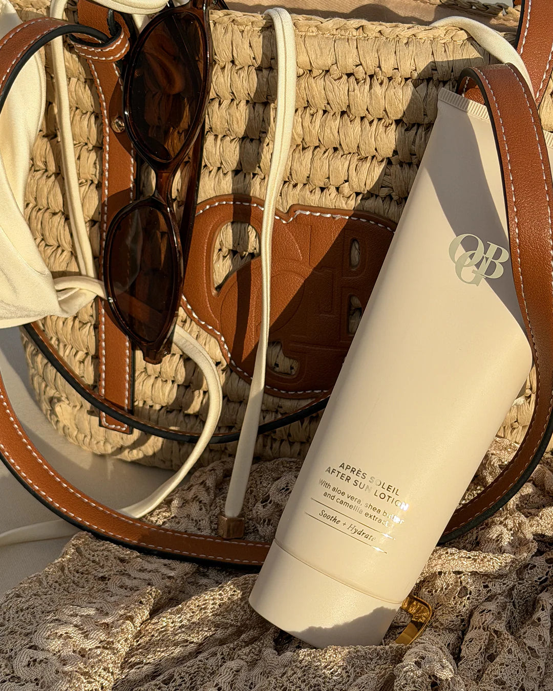 OGB Beauty Raffia Beach Bag