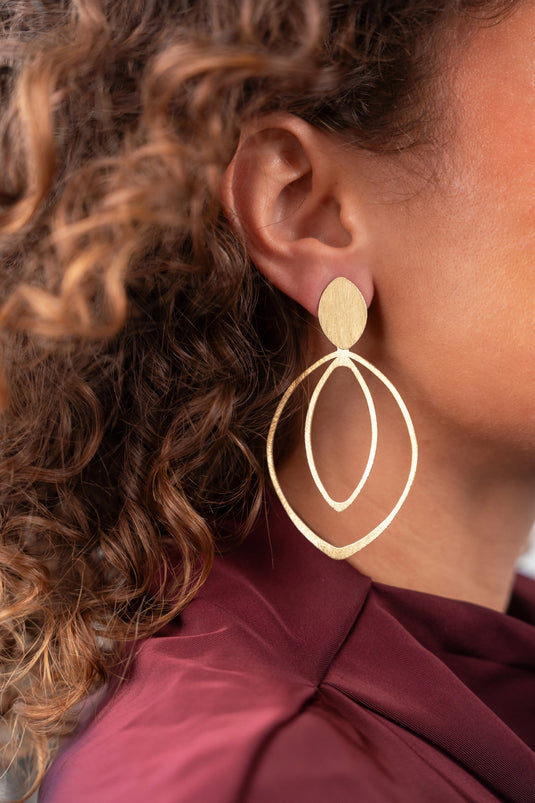 Lott Gioielli Earring Double Drop L - Brushed Gold