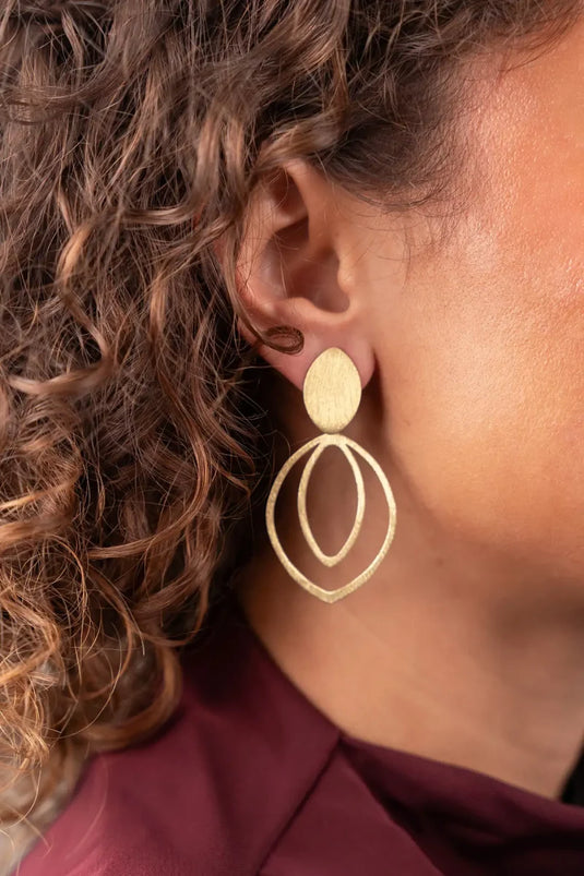 Lott Gioielli Earring Double Drop S - Brushed Gold