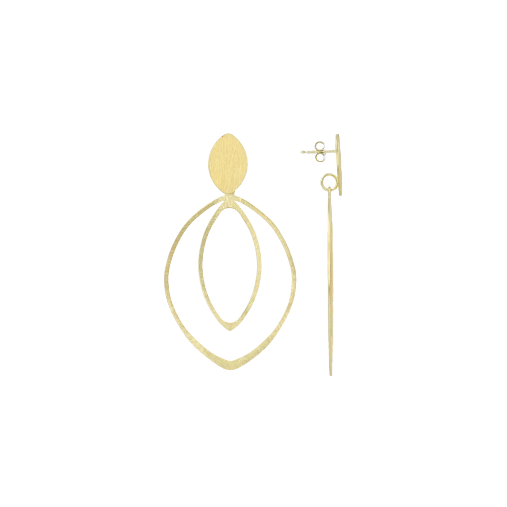 Lott Gioielli Earring Double Drop L - Brushed Gold